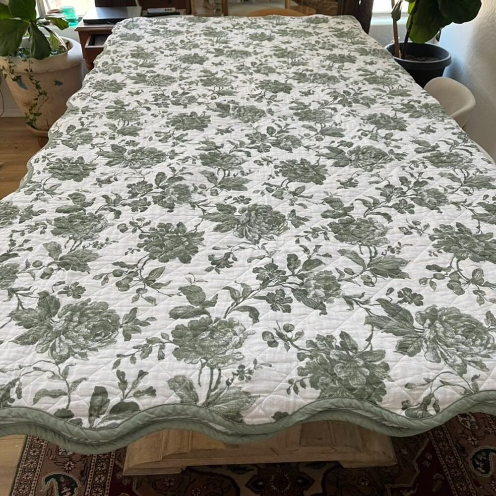 The Farmhouse Rachel Ashwell Sage Floral Full Queen Quilt Shabby Chic Cotton